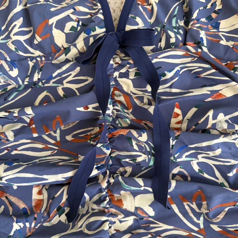 SHAN Women’s 10 Tokyo Print Blue One-Piece Swimsuit Pool Resort Vacation Ruched - Picture 3 of 13